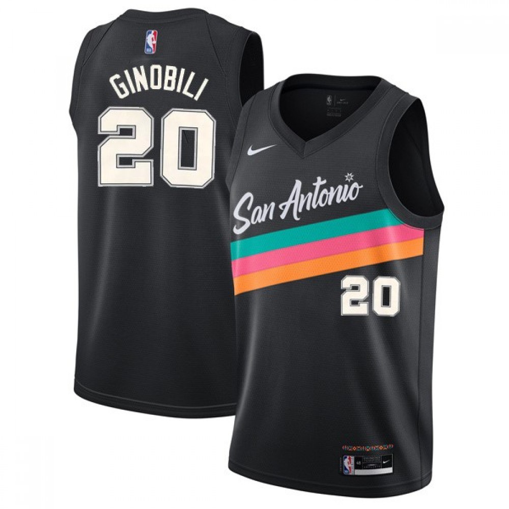 Men's San Antonio Spurs Manu Ginobili #20 Black 20/21 Swingman Jersey-City Edition-Pro Kit Vault | Brand New 26/27 Sports Jerseys